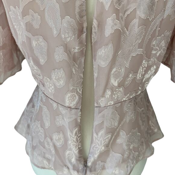 EXPRESS Top Womens Small Pink Y2K Peplum Floral Fairy Feminine Cinch Waist - Picture 7 of 11